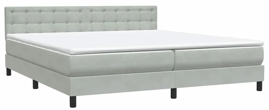 vidaXL Κρεβάτι Boxspring με Στρώμα Ανοιχτό Γκρι 180x210 εκ. Βελούδινο