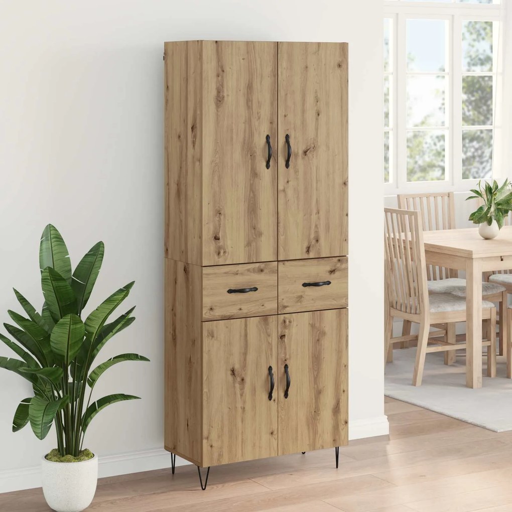 vidaXL Highboard 2 pcs Artisan Oak Μηχανική ξυλεία και γυαλί