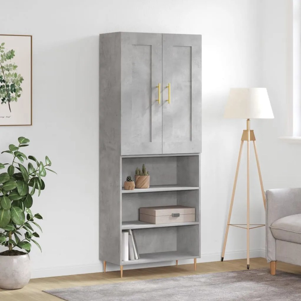 vidaXL Ντουλάπι Γκρι Σκυροδέματος 69,5x34x180 εκ. Επεξεργασμένο Ξύλο