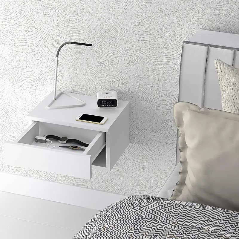 Κομοδίνο επιτοίχιο Mary Megapap χρώμα λευκό 40x30x23εκ.