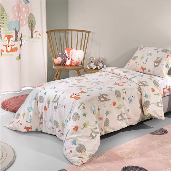 Σεντόνια Μονά (Σετ) Saint Clair Timber Pudra Μπεζ,Πολύχρωμο ΧΩΡΙΣ ΛΑΣΤΙΧΟ 160x250