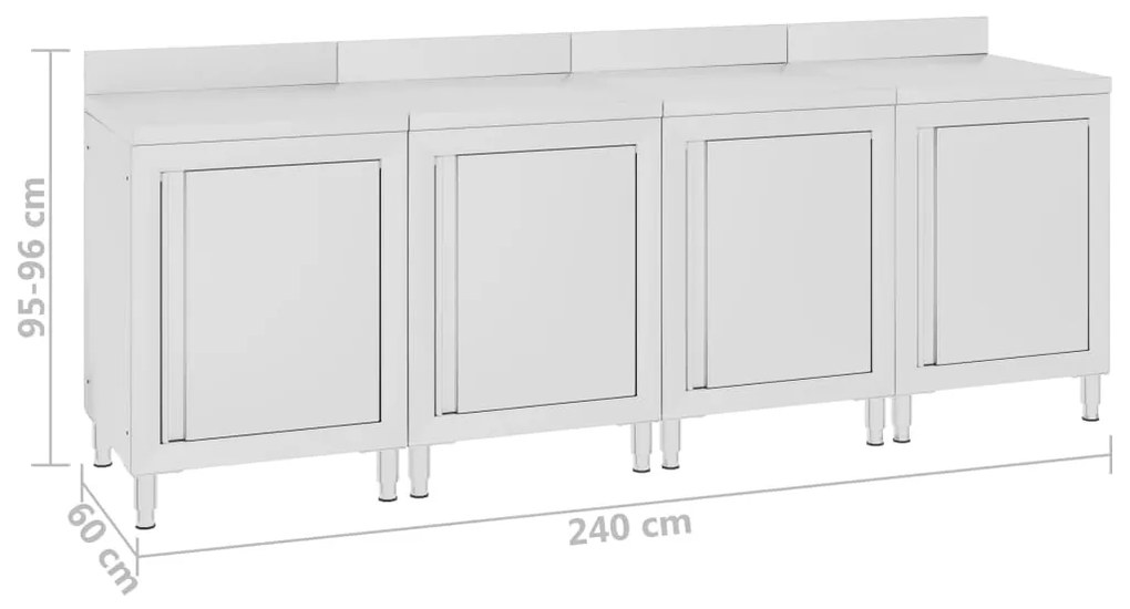 Ερμάριο Πάγκος Εργασίας 240 x 60 x 96 εκ. από Ανοξείδωτο Ατσάλι