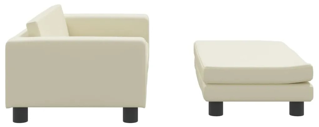 vidaXL Καναπές Παιδικός με Υποπόδιο Κρεμ 100 x 50 x 30 εκ. Συνθ. Δέρμα