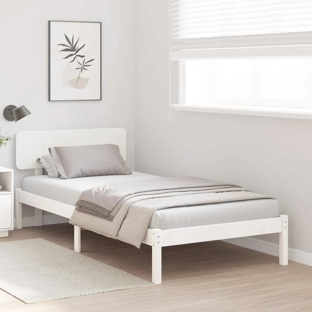 vidaXL Σκελετός Κρεβατιού Λευκό 90 x 200 cm Μασίφ ξύλο πεύκου