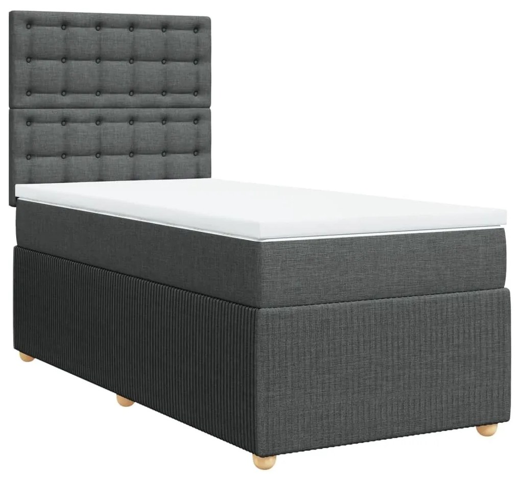 Κρεβάτι Boxspring με Στρώμα Σκούρο Γκρι 80x200 εκ. Υφασμάτινο - Γκρι