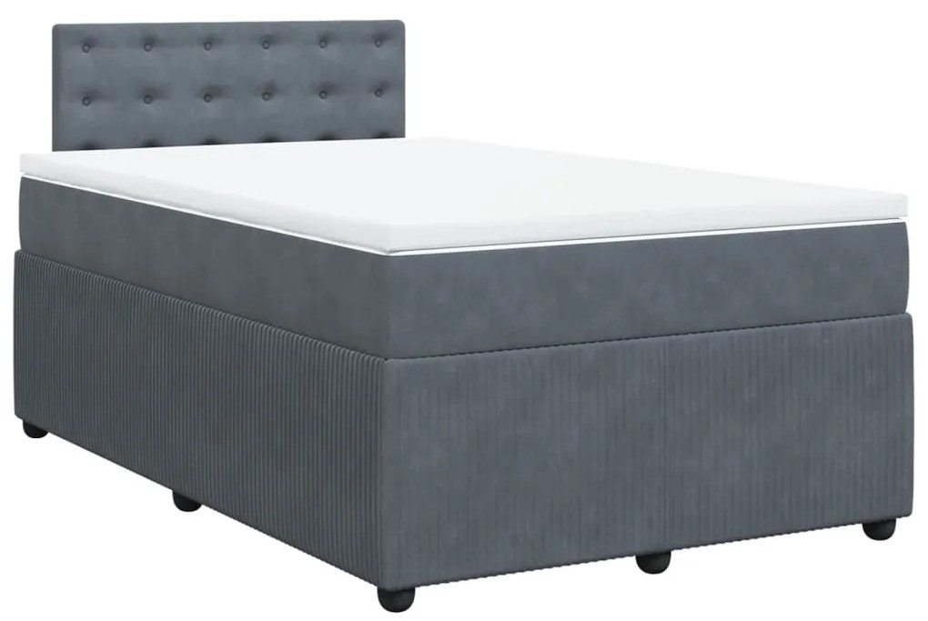 vidaXL Κρεβάτι Boxspring με Στρώμα Σκούρο Γκρι 120x190 εκ. Βελούδινο