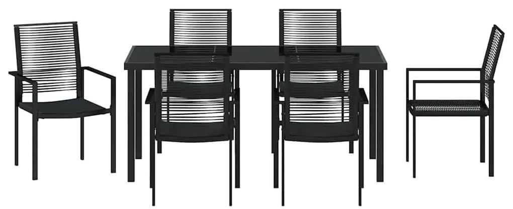 vidaXL Σέτ φαγητού για κήπο 7 pcs Μαύρο Χάλυβας με επίστρωση πούδρας