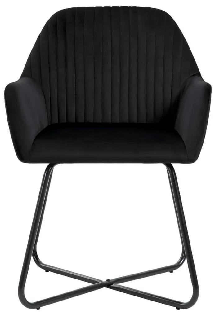Καρέκλες Τραπεζαρίας 6 τεμ. Μαύρες Βελούδινες - Μαύρο