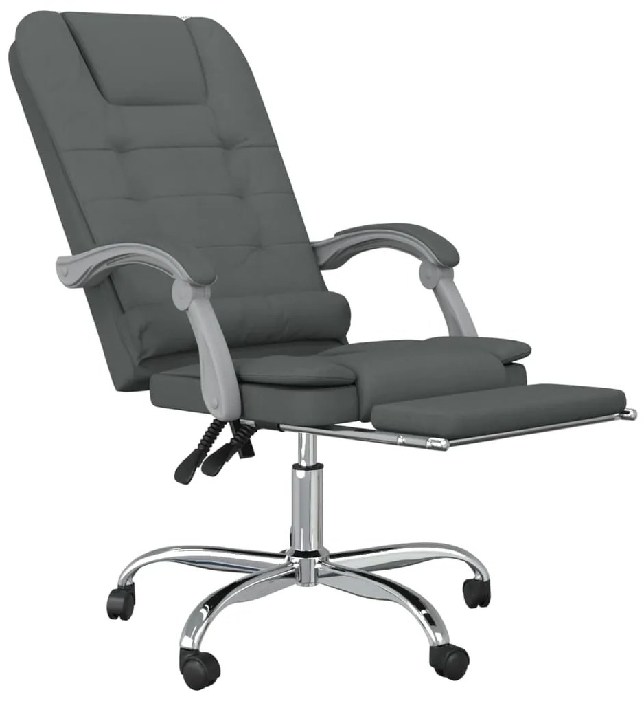 vidaXL Καρέκλα Γραφείου Μασάζ Ανακλινόμενη Σκούρο Γκρι Υφασμάτινη