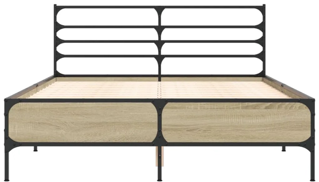 vidaXL Πλαίσιο Κρεβατιού Sonoma Δρυς 120x200 εκ. Επεξ. Ξύλο &amp; Μέταλλο