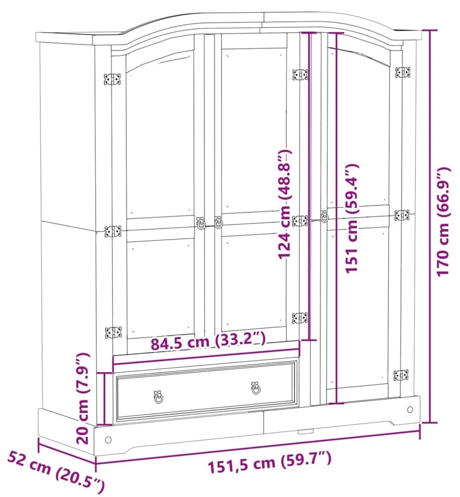 ΝΤΟΥΛΑΠΑ CORONA 151,5 X 52 X 170 ΕΚ. ΑΠΟ ΜΑΣΙΦ ΞΥΛΟ ΠΕΥΚΟΥ 4005663