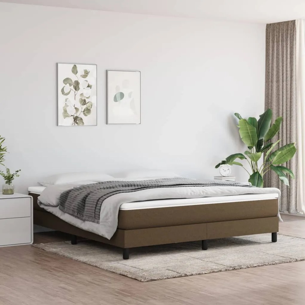 Κρεβάτι Boxspring με Στρώμα Σκούρο Καφέ 180x200 εκ Υφασμάτινο