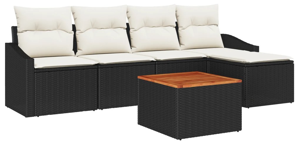 vidaXL Σετ Καναπέ Κήπου 6 pcs Μαύρος, λευκός 55 x 55 x 37 εκ