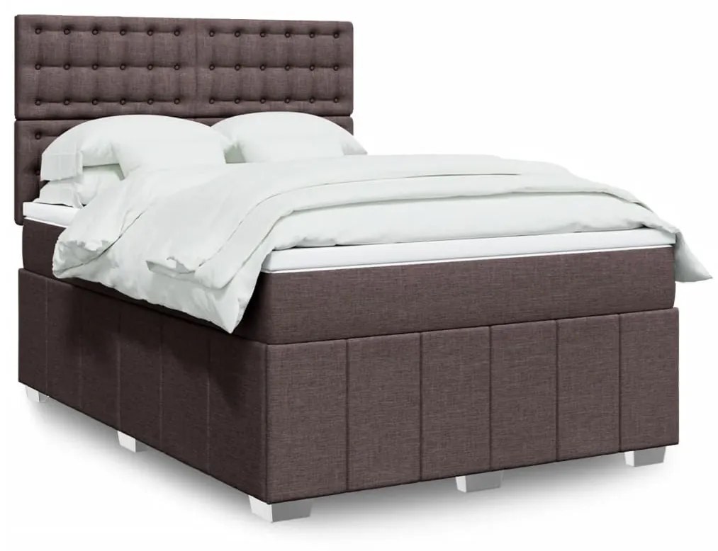 Κρεβάτι Boxspring με Στρώμα Σκούρο Καφέ 140x190 εκ. Υφασμάτινο 3293980
