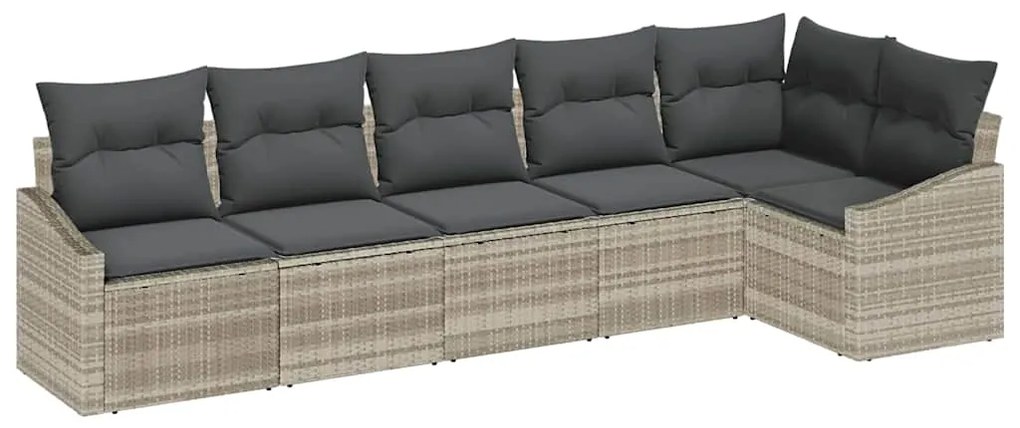 vidaXL Σετ Καναπέ Κήπου με μαξιλάρι 6 pcs Ανοιχτό γκρι συνθετικό ρατάν