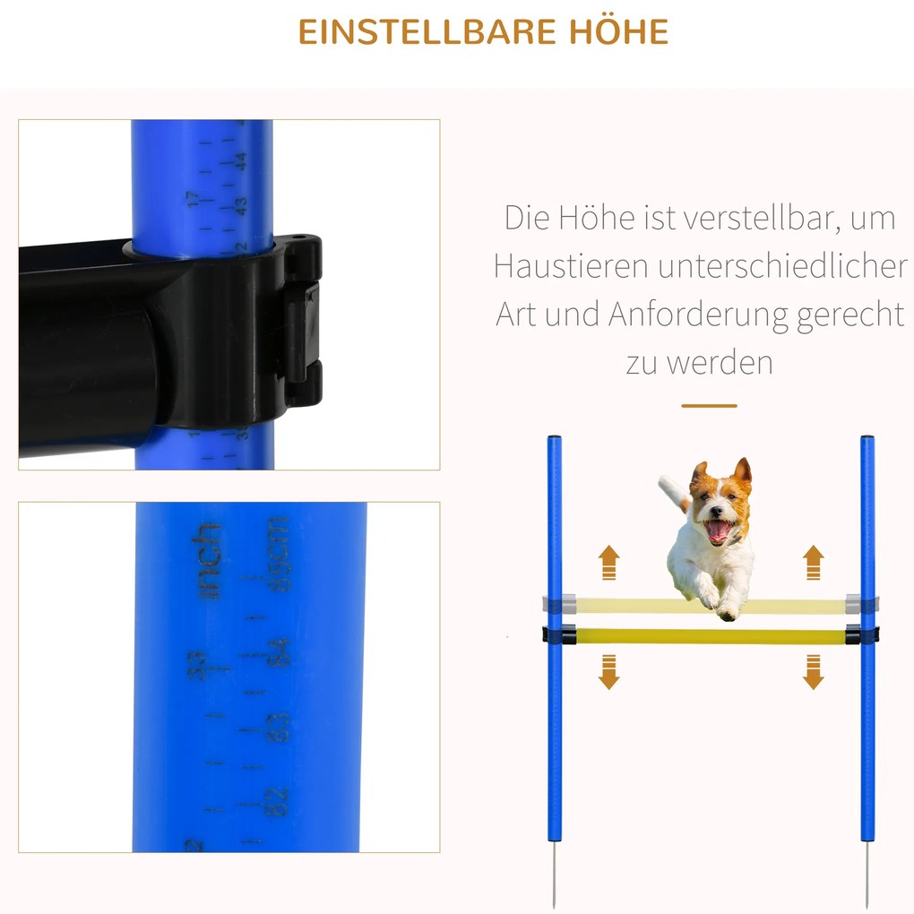 PawHut Σετ εκπαίδευσης ευκινησίας, φράγμα-τούνελ, χώρος προπόνησης σκύλων, PE+Πολυεστέρας, μπλε+κίτρινο