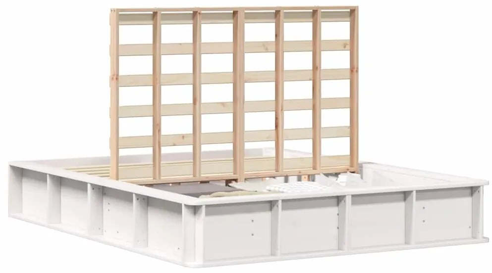 vidaXL Σκελετός Κρεβατιού Λευκό 210 x 178 x 30 εκ Στερεά ξυλεία πεύκου