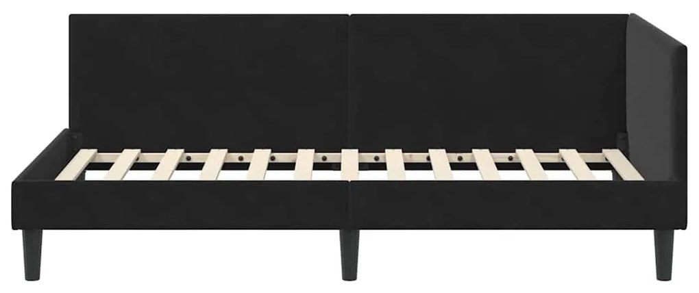 vidaXL Κρεβάτι Γωνίας Μαύρο 100 εκ x 200 εκ ΒελούδοκαιΣυμπαγέςΞύλο