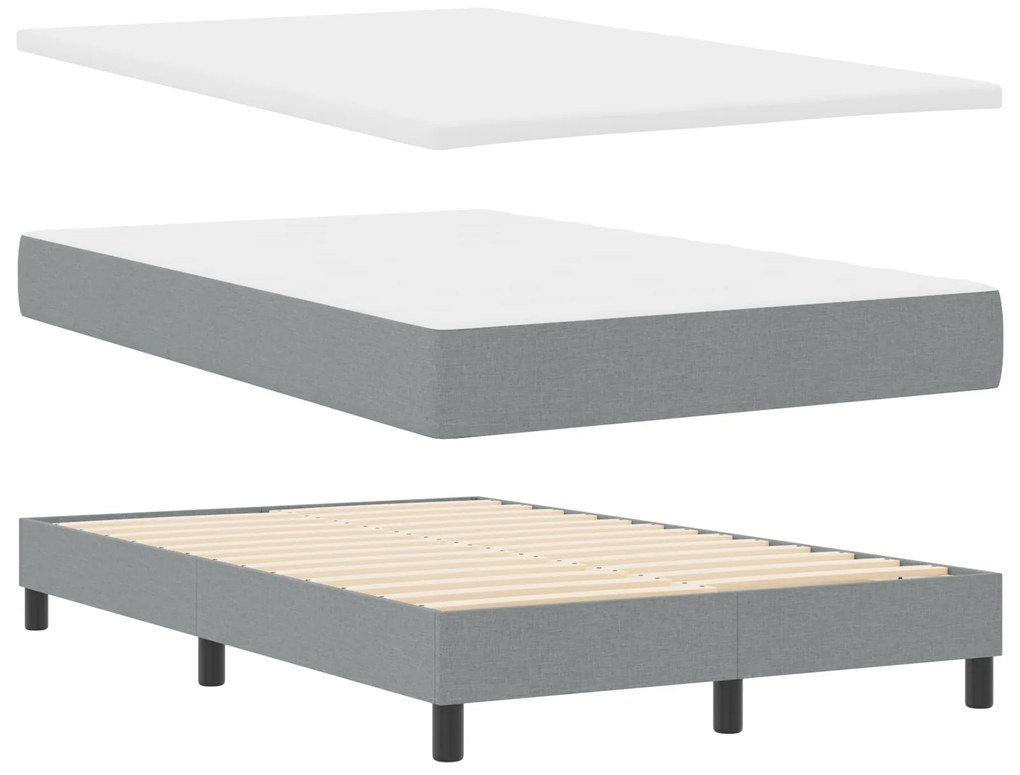 vidaXL Κρεβάτι Box Spring με Στρώμα & LED Ανοιχτό Γκρι 120x190 cm Ύφασμα