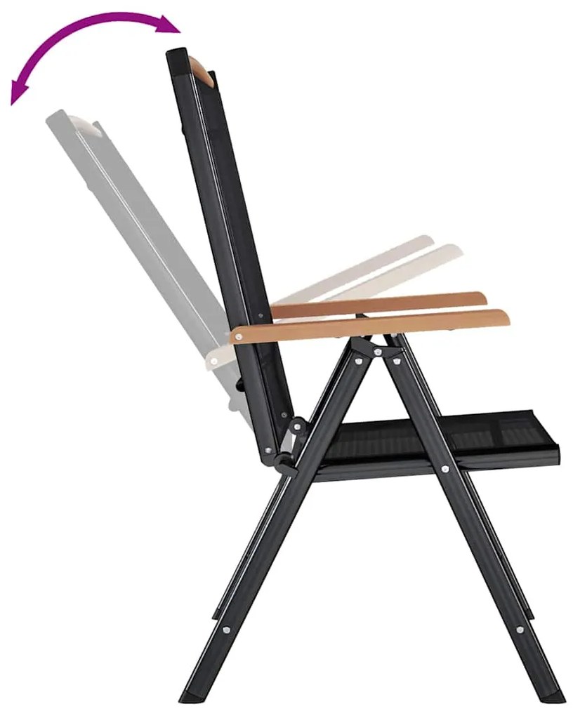 vidaXL Καρέκλες Κήπου Πτυσσόμενες 2 τεμ. Μαύρες Αλουμίνιο/Textilene