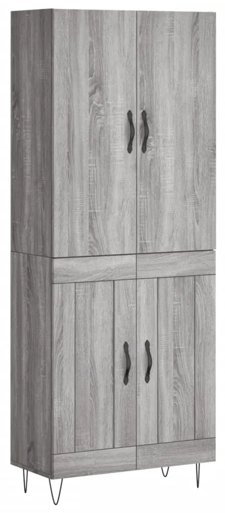 vidaXL Ντουλάπι Γκρι Sonoma 69,5 x 34 x 180 εκ. Επεξεργασμένο Ξύλο
