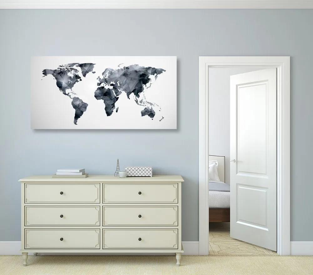 Εικόνα σε πολυγωνικό παγκόσμιο χάρτη από φελλό σε ασπρόμαυρο σχέδιο - 100x50  peg