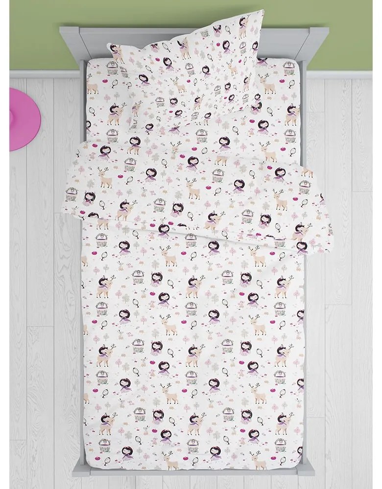 Μαξιλαροθήκη Παιδική Lily &amp; Deer 179 White-Pink DimCol 50Χ70 50x70cm 100% Cotton