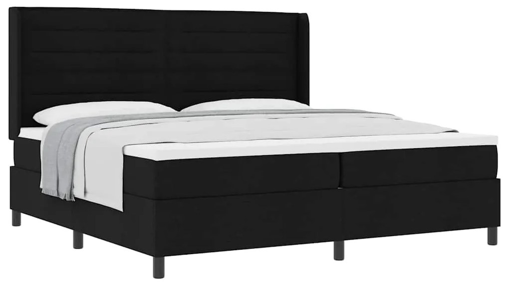 vidaXL Κρεβάτι με ελατήρια με στρώμα Μαύρο 200 x 200 cm ύφασμα