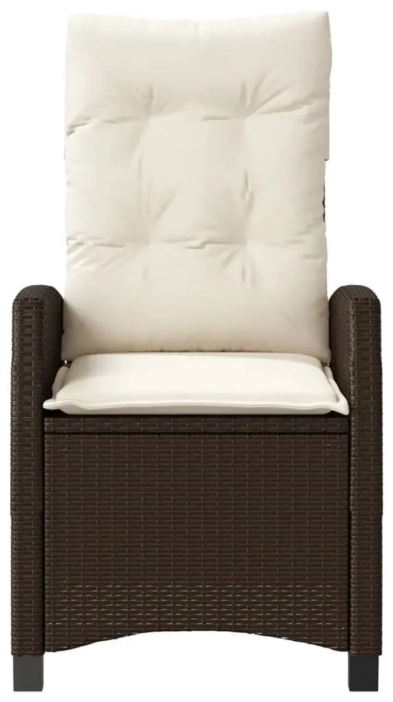 vidaXL Καρέκλα Κήπου Ανακλ/νη Καφέ Συνθ. Ρατάν + Μαξιλάρια