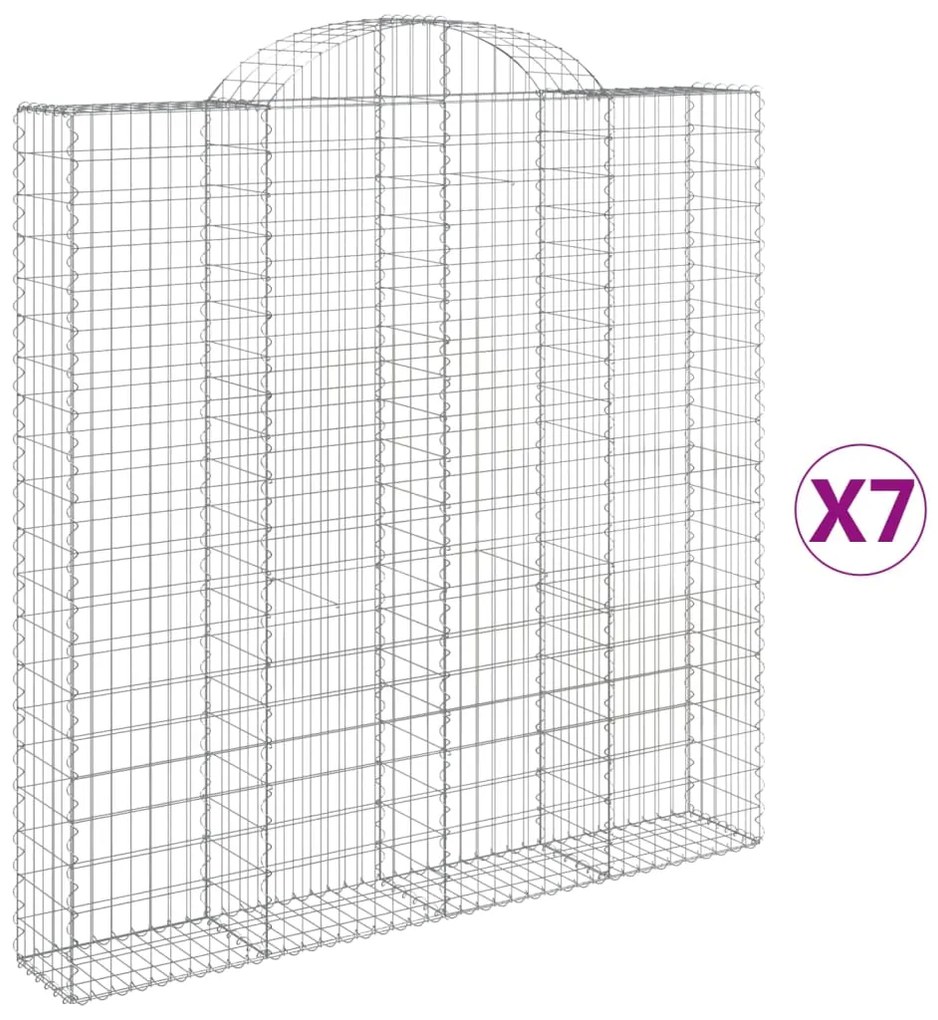 vidaXL Συρματοκιβώτια Τοξωτά 7 τεμ. 200x30x200/220 εκ. Γαλβαν. Ατσάλι