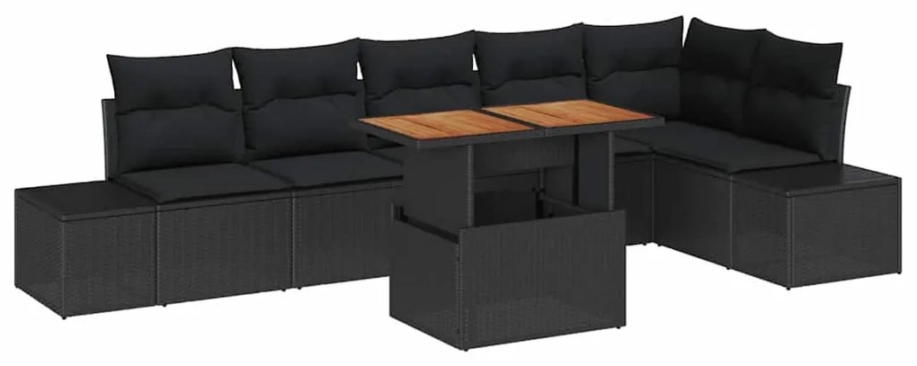vidaXL Σετ Καναπέ Κήπου με αποθήκευση 7 pcs Μαύρο Πολυ ράταν