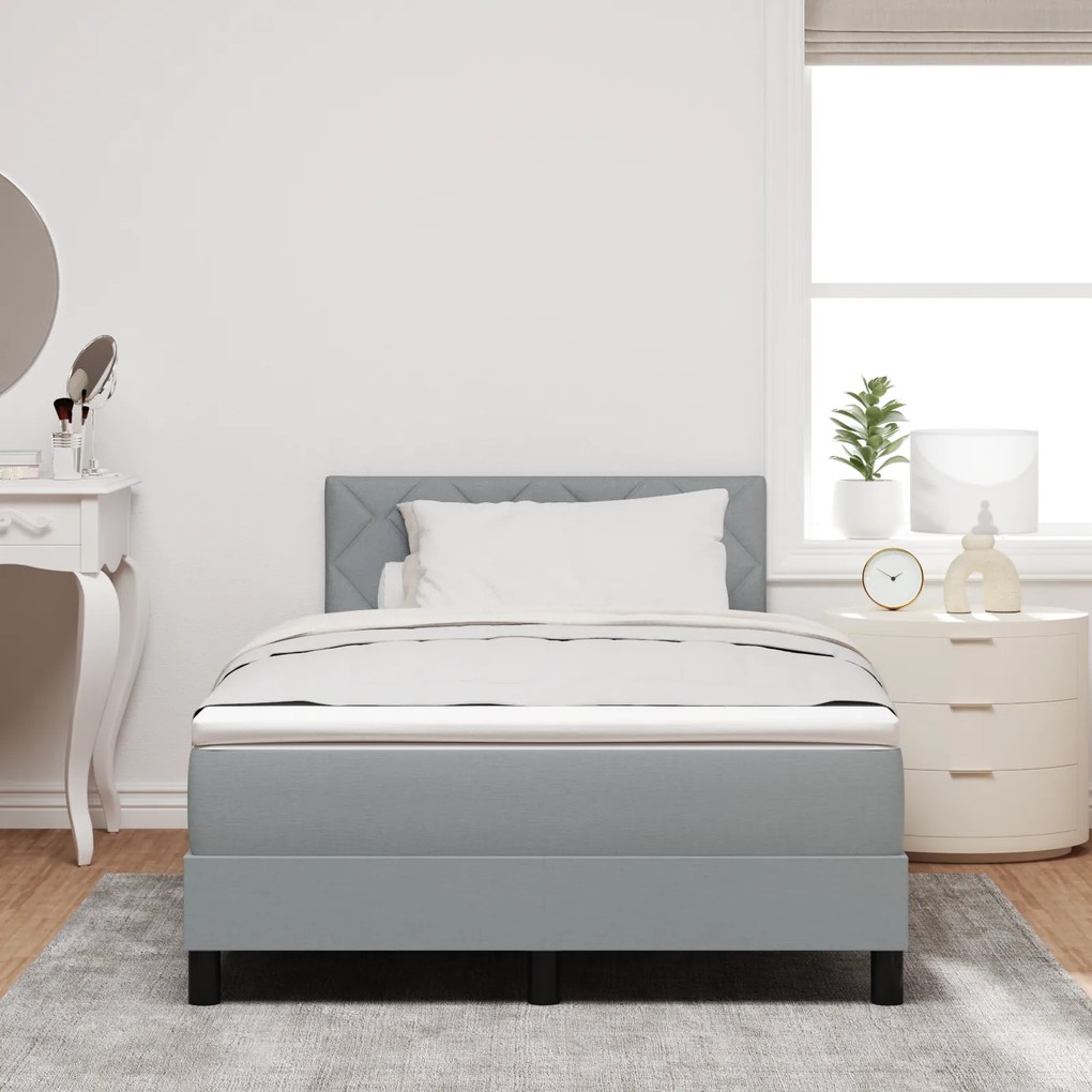 vidaXL Κρεβάτι Box Spring με Στρώμα & LED Ανοιχτό Γκρι 120x190 cm Ύφασμα