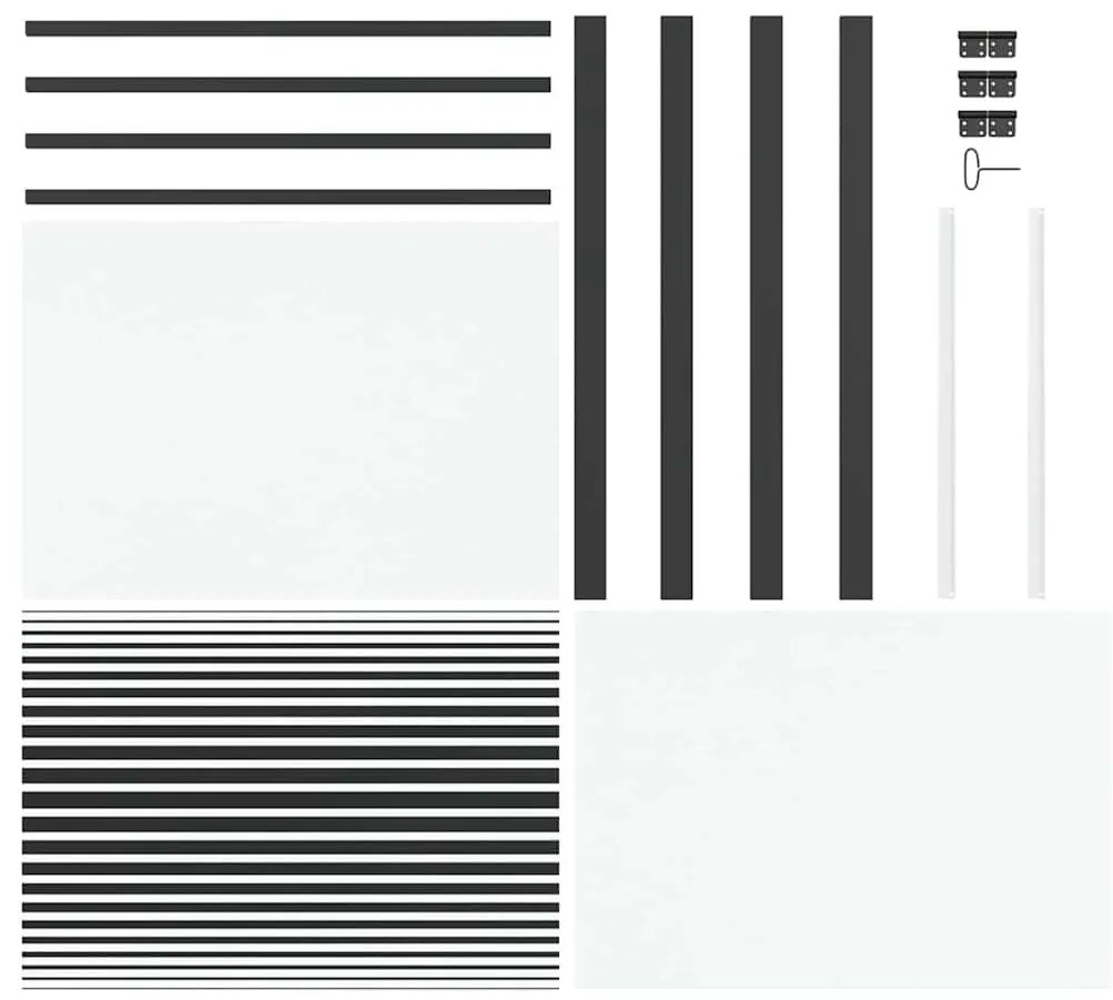 vidaXL Γυάλινη πόρτα Ριγέ Μαύρο 76 x 3.5 x 201.5 εκ Αλουμίνιο