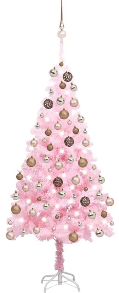 vidaXL Χριστουγεν. Δέντρο Προφωτισμένο Τεχνητό Μπάλες Ροζ 150εκ