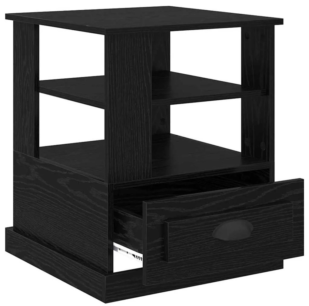 vidaXL Κομοδίνο με ράφι Μαύρη δρυς 50 x 50 x 60 cm Επεξεργασμένο ξύλο