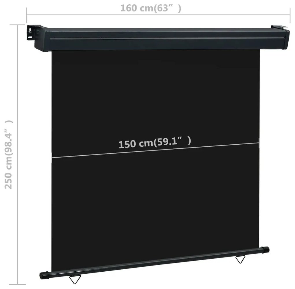 Σκίαστρο Βεράντας Πλαϊνό Μαύρο 165 x 250 εκ. - Μαύρο