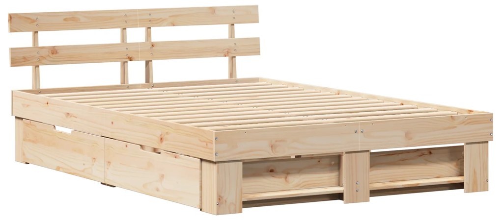 vidaXL Σκελετός Κρεβατιού Καφέ 140 x 200 cm Συμπαγές ξύλο πεύκου