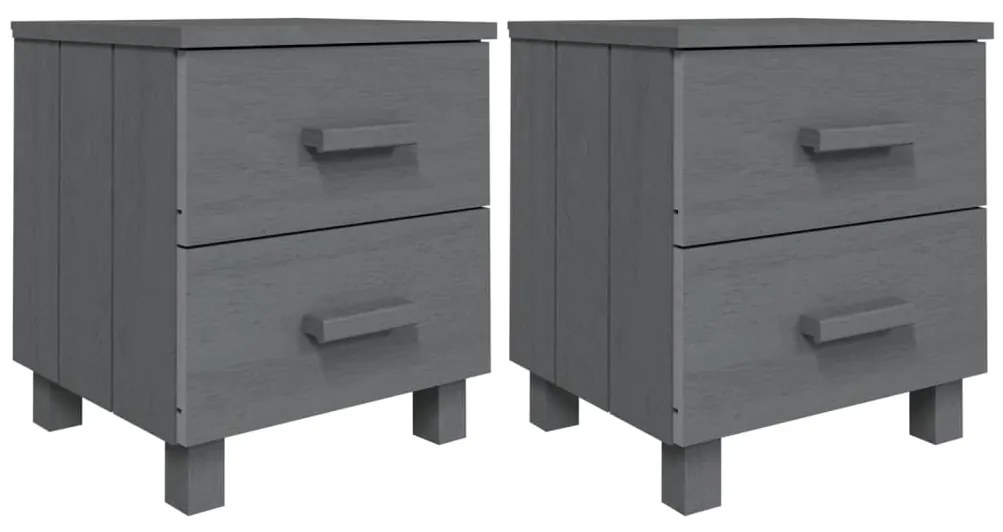 vidaXL Κομοδίνο HAMAR 2 Τεμ. Σκ. Γκρι 40x35x44,5εκ. Μασίφ Ξύλο Πεύκου