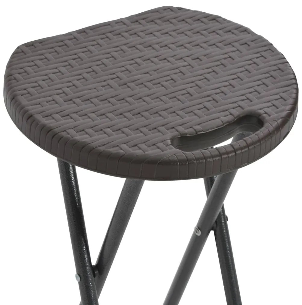 vidaXL Σκαμπό Μπαρ Πτυσσόμενα 2 τεμ. Καφέ με Όψη Ρατάν HDPE/Ατσάλι