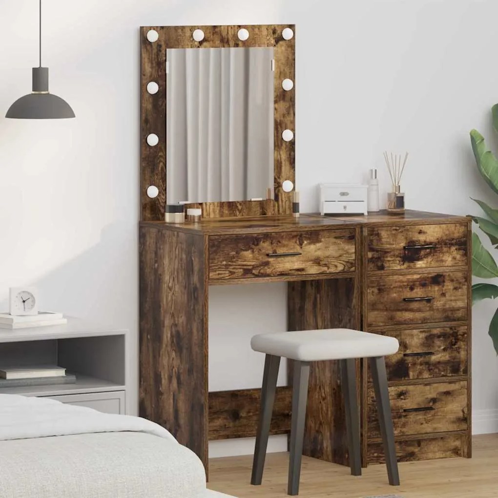 vidaXL Κομοδίνο Καπνιστή δρυς 50 x 41 x 135 εκ Επεξεργασμένο ξύλο