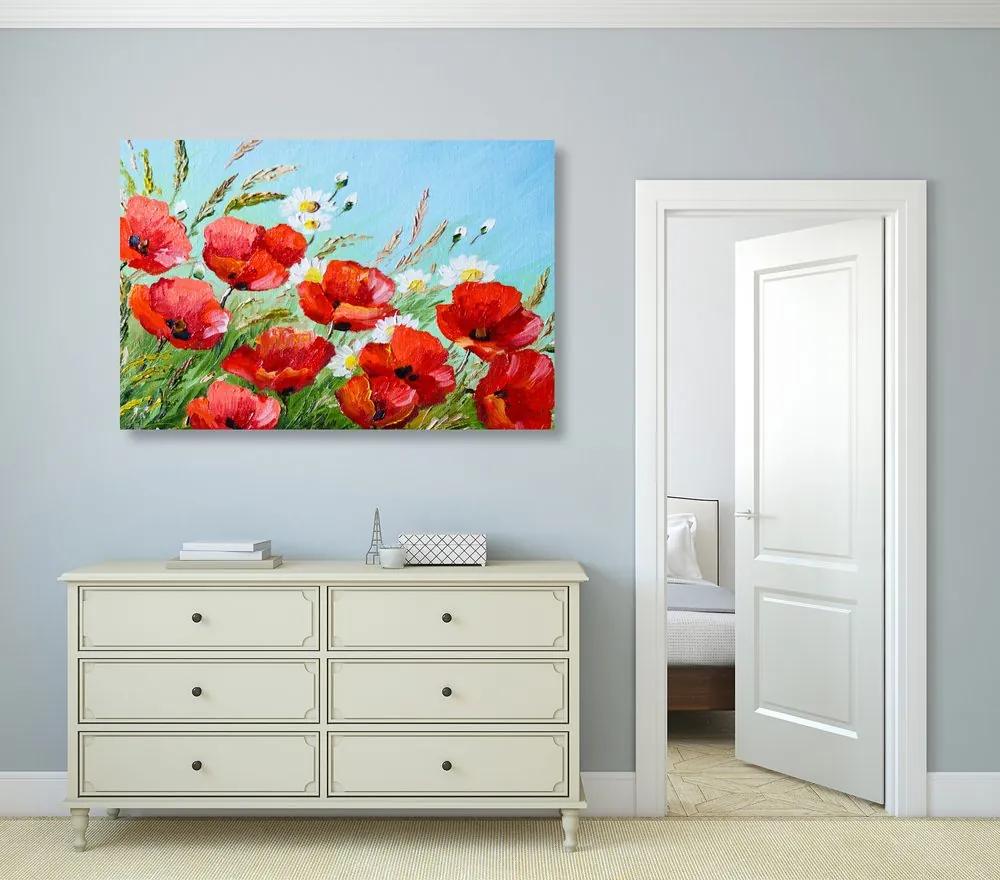 Εικόνα ζωγραφισμένες παπαρούνες αγρού - 120x80