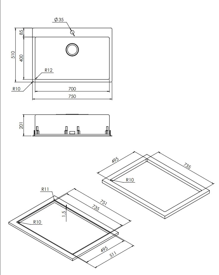 Νεροχύτης Apell Linear Plus