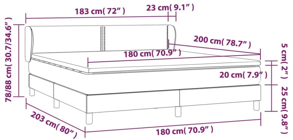 vidaXL Κρεβάτι Boxspring με Στρώμα Λευκό 180x200 εκ. Συνθετικό Δέρμα