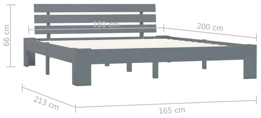 Πλαίσιο Κρεβατιού Γκρι 160 x 200 εκ. από Μασίφ Ξύλο Πεύκου - Γκρι