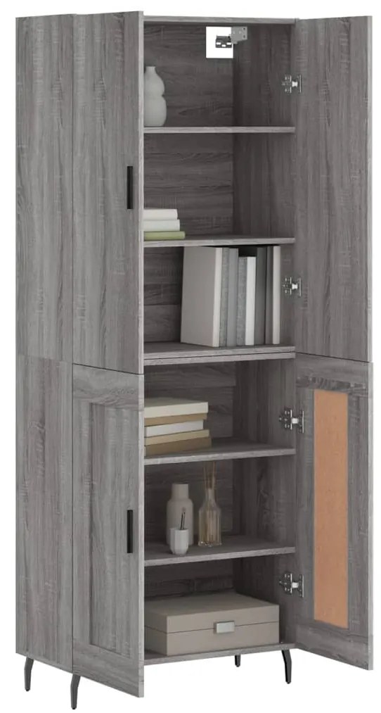 vidaXL Ντουλάπι Γκρι Sonoma 69,5 x 34 x 180 εκ. Επεξεργασμένο Ξύλο