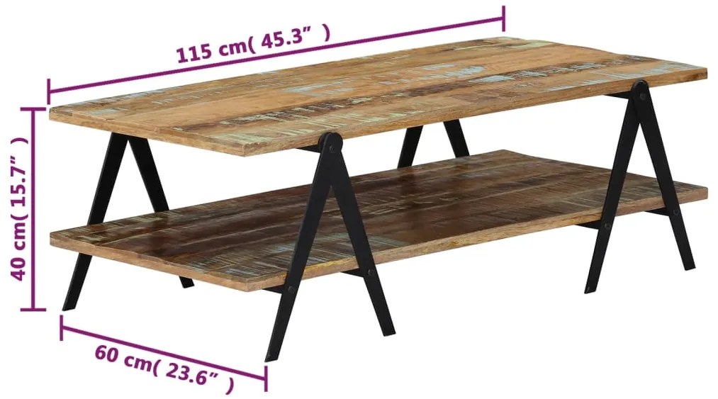 vidaXL Τραπεζάκι Σαλονιού 115x60x40 εκ. από Μασίφ Ανακυκλωμένο Ξύλο