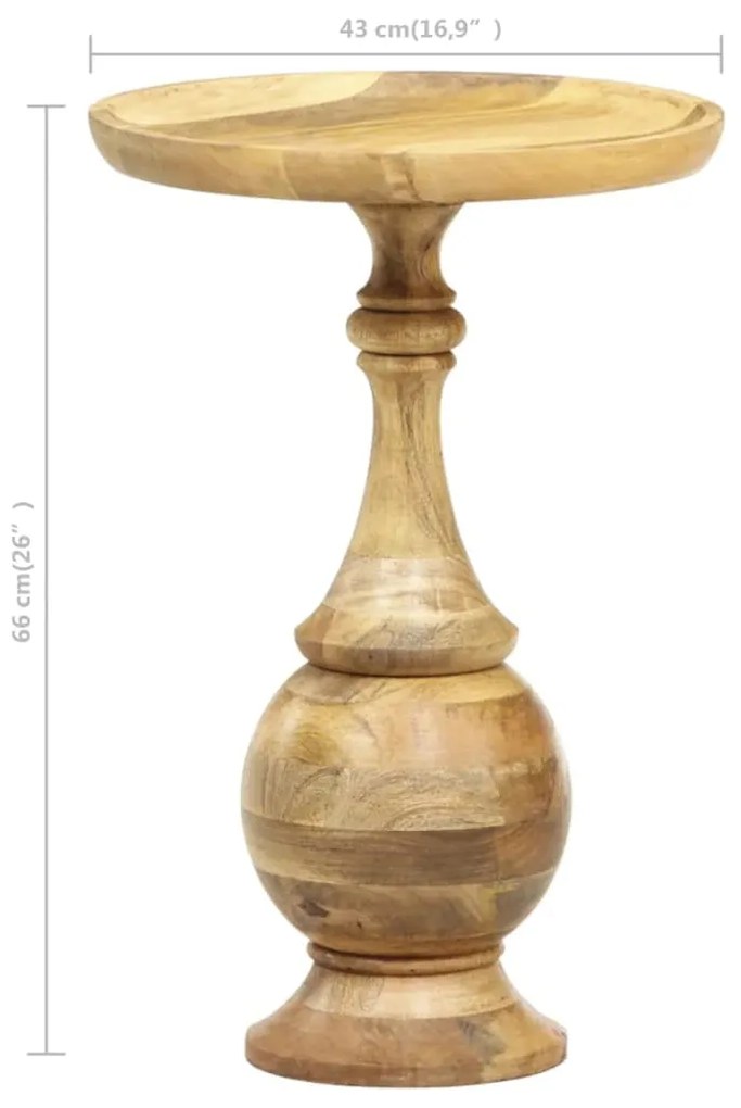vidaXL Τραπεζάκι Βοηθητικό Στρογγυλό 43x43x66 εκ. Μασίφ Ξύλο Μάνγκο