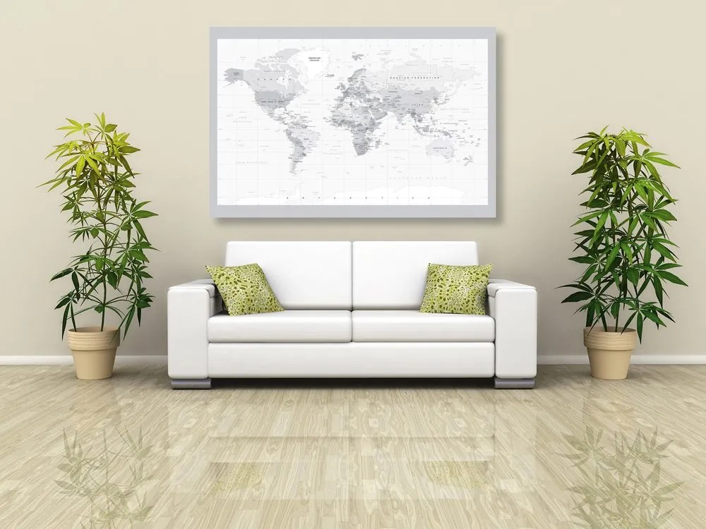 Εικόνα κλασικού ασπρόμαυρου χάρτη με γκρι περίγραμμα - 60x40