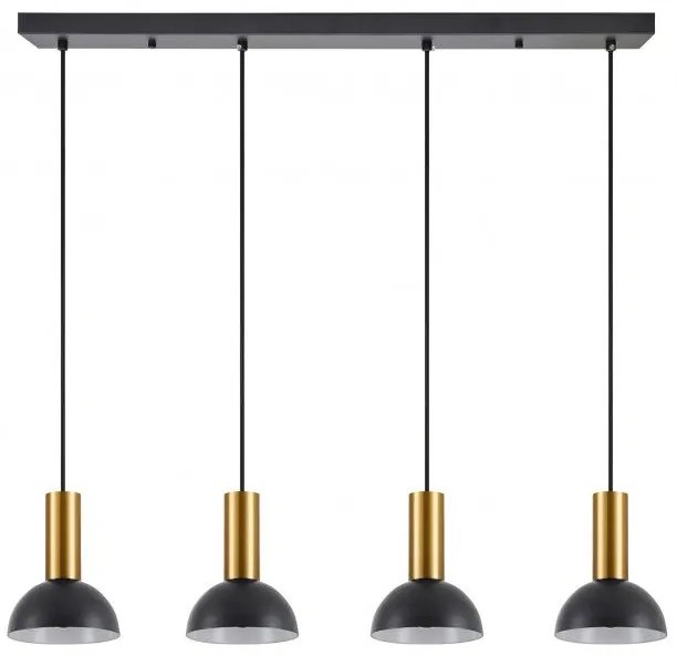 Κρεμαστό Φωτιστικό Οροφής 4xE27 Καμπάνες Adept Tube Homelighting 77-8651 Μαύρο-Χρυσό