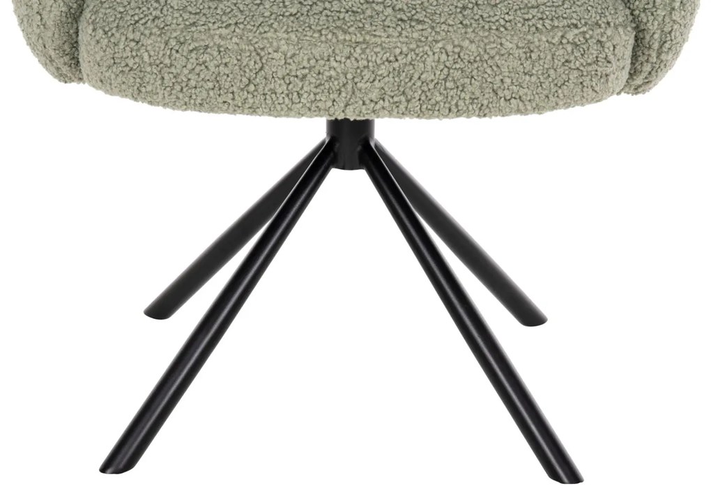 Πολυθρόνα WINON C9778.08 Περιστρεφόμενη με Olive Green Μπουκλέ Ύφασμα &amp; Μαύρο Μέταλλο 65x67x92Υ εκ. 65x67x92 εκ.